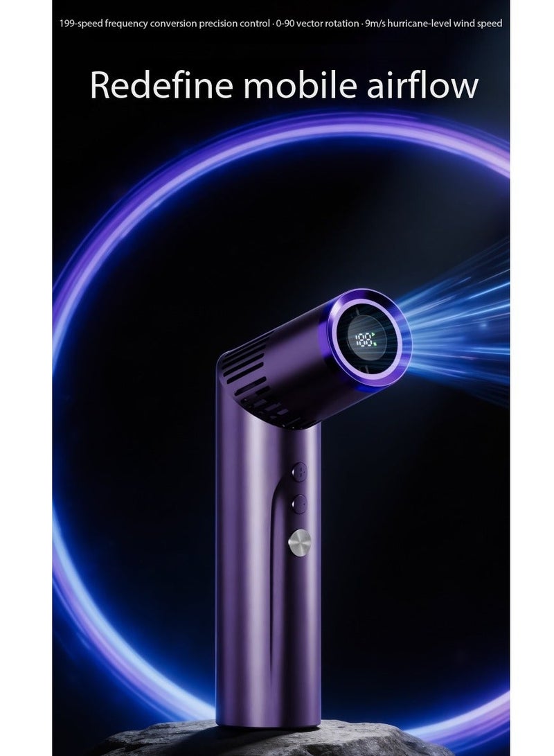 Ding Zap Portable Handheld Turbo Fan- 3000mAh Rechargeable Personal Fan - 199-Speed Mini Lighting Fans with LED Display & 90° Foldable for Neck/Desk/Hand, Ideal Gift for Travel Outdoor/Home - Image 1