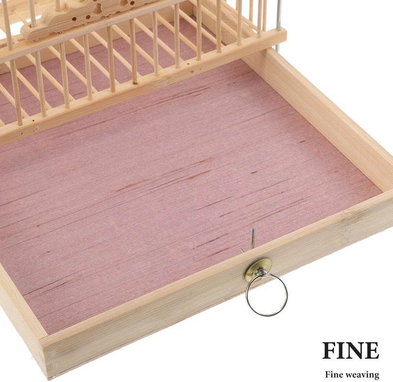 SHOWERORO Vintage Bird Cage with Removable Tray, Small Rectangular Parakeet Travel Cage 21x21x22cm, Natural for Finches, Goldfinches, and Pet Birds - Image 3