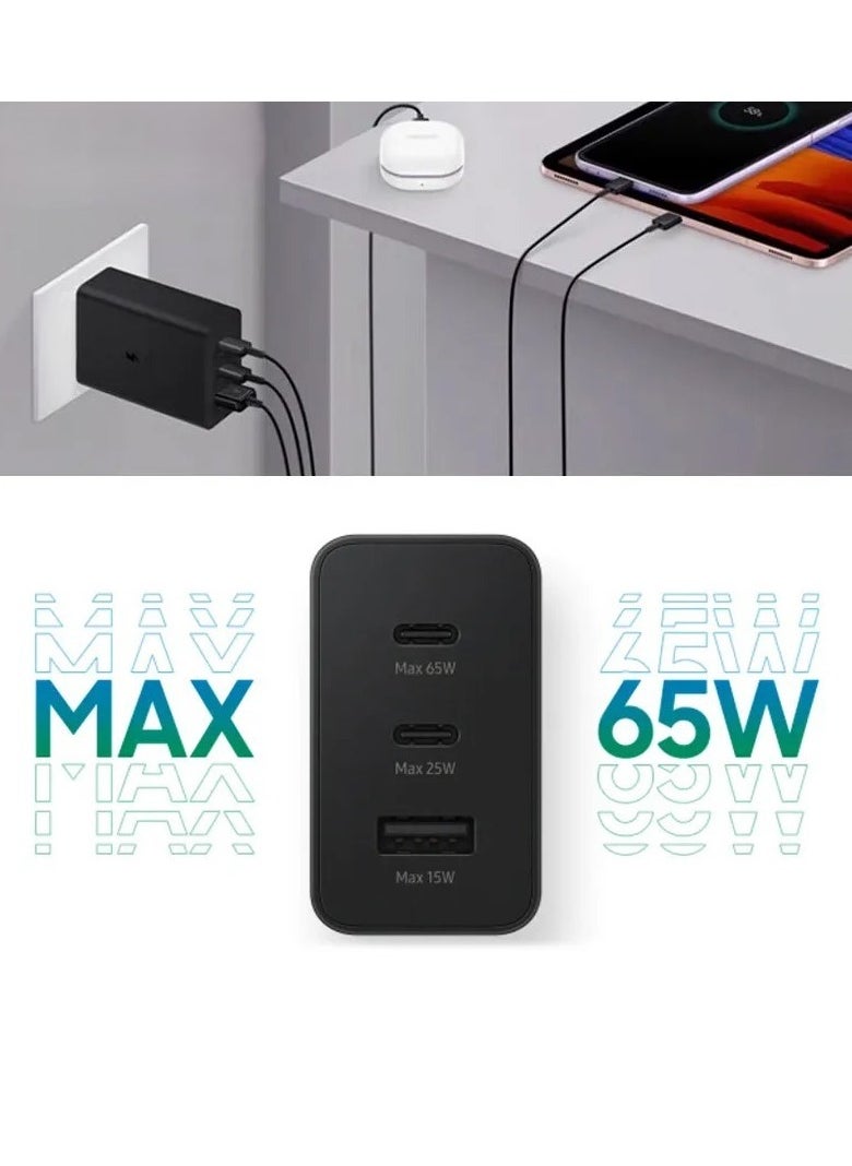 SP - Super Fast Charger And Cable Set PD 65W 3-Port Type-C Plug QC 3.0 USB-C compatible With iPhone 14,iPad Pro, Galaxy S24 - Image 1