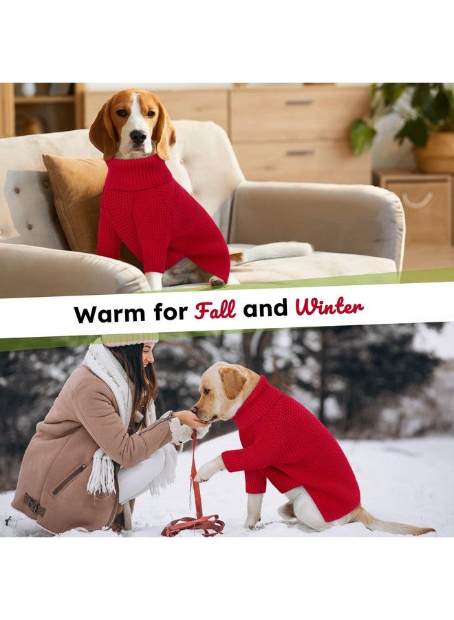 Queenmore Dog Sweater Large Size Dogs, Dog Christmas Sweater,Turtleneck Knitted Pullover Xmas Dog Clothes Sweatshirt, Long Sleeve Warm Dog Sweaters, XL Dog Sweater, Red XL - Image 4