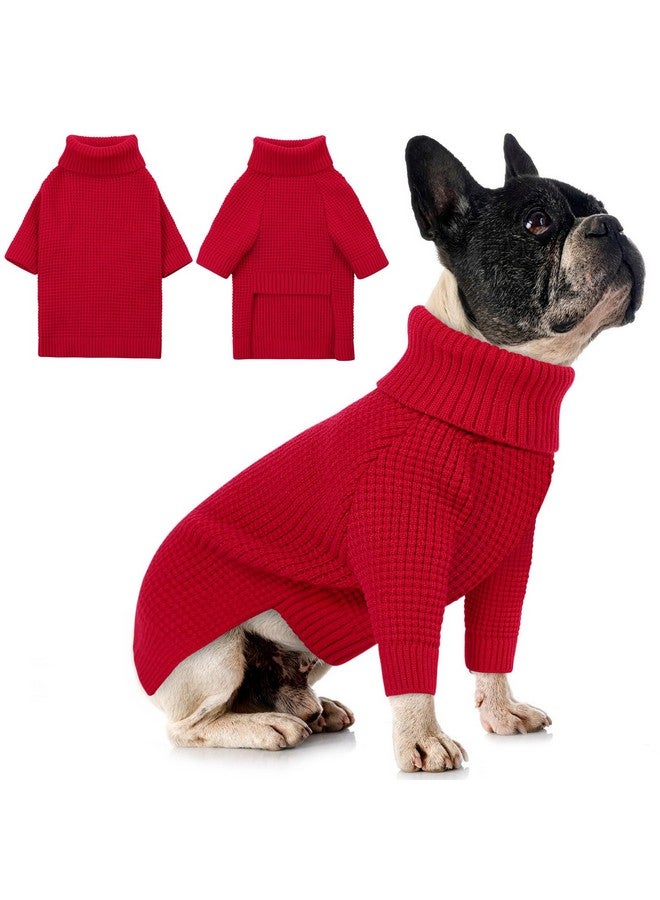Queenmore Dog Sweater Large Size Dogs, Dog Christmas Sweater,Turtleneck Knitted Pullover Xmas Dog Clothes Sweatshirt, Long Sleeve Warm Dog Sweaters, XL Dog Sweater, Red XL - Image 1