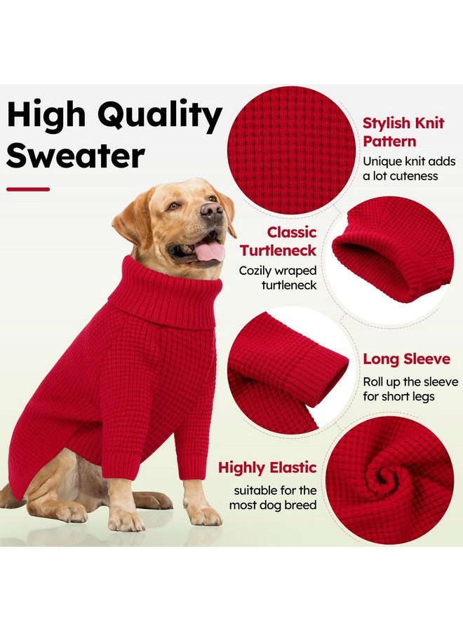 Queenmore Dog Sweater Large Size Dogs, Dog Christmas Sweater,Turtleneck Knitted Pullover Xmas Dog Clothes Sweatshirt, Long Sleeve Warm Dog Sweaters, XL Dog Sweater, Red XL - Image 2