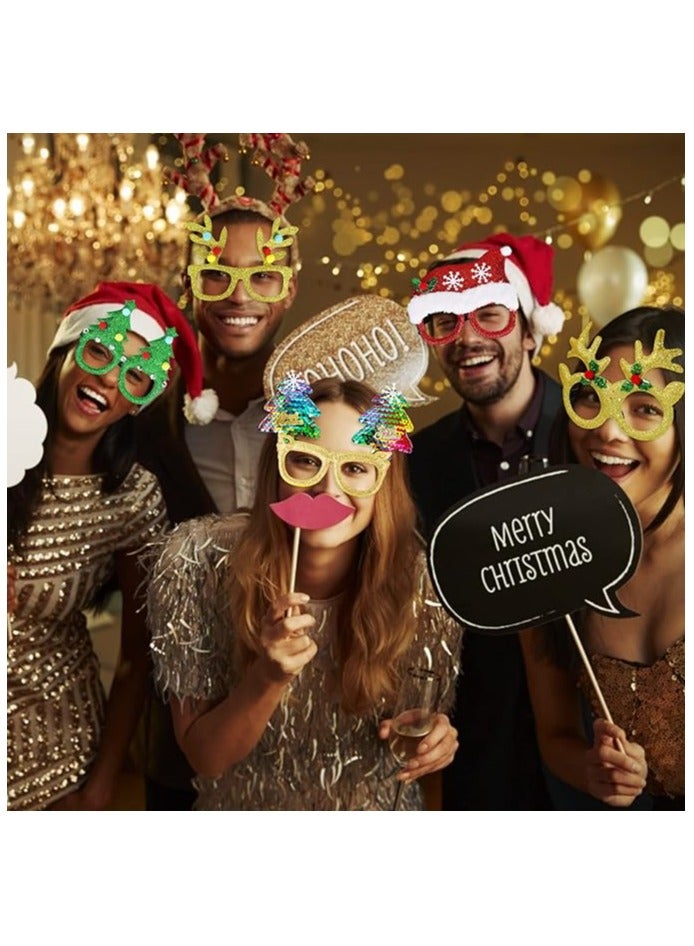 The BZ Company 12Pcs Christmas Glasses Glitter Holiday Party Glasses Frames Christmas Decoration Accessories Costume Eyeglasses for Christmas Parties Holiday Favors (One Size Fits All) - Image 4