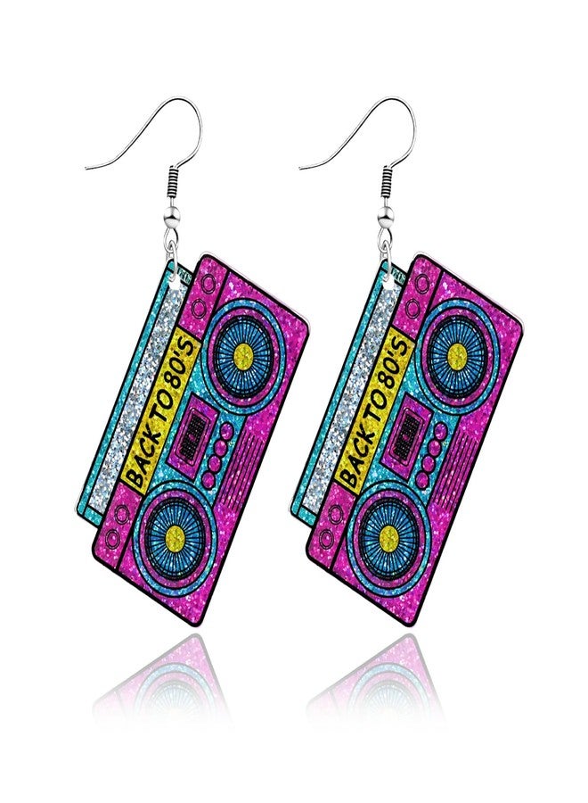 Nanafast 80s Earrings for Women Retro 90s Neon Acrylic Earrings Vintage Cassette Tape Style Jewelry 70s 80s 90s Outfits & Party Accessories for Women-Tape1 - Image 1