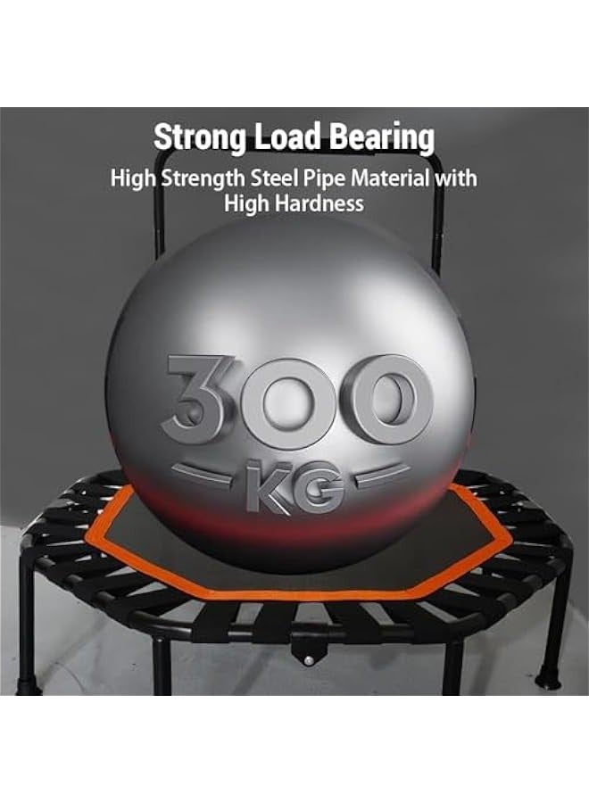 TRASSLE 42'' Fitness Trampoline with Handle Bar, Foldable Silent Trampoline Bungee Rebounder Jumping Cardio Trainer Workout for Adults - Max Limit 330 lbs - Image 4