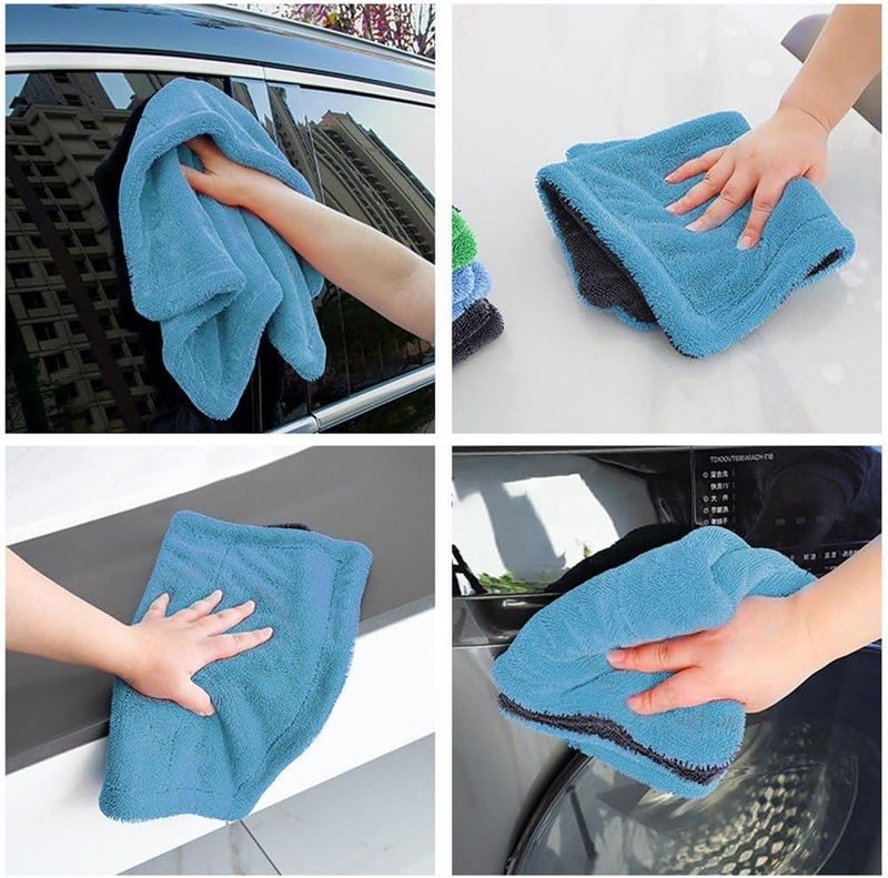 Sanfly Microfibre Cleaning Cloths, Two-Layer Thickened Car Wash Towel Absorbent Car Washing Cloth Drying Car Towel for Household - Image 3