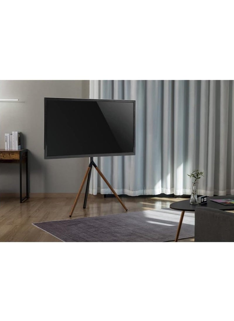 JAJEEK Easel Studio TV Floor Stand | Premium Tripod Mount for 49"-70" Screens | Supports Up to 40 KG | Adjustable & Space-Saving Design | Stylish Grey & Walnut Finish | Sturdy & Stable | Built-in Cable Management | Perfect for Home & Office  - Image 5
