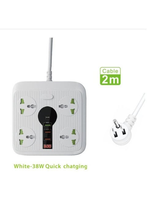 Power Strip Surge Protector with USB - Extension Cord Flat Plug with Widely 4 AC Outlet and 3 USB 1 PD, LED Small Desktop Station with 6 ft Power Cord, Compact Socket for Travel, Home and Office
