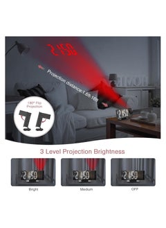 Generic Projection Alarm Clock, Projection Clock for Bedroom Ceiling, 7.8'' LED Alarm Clock with 180° Rotatable Projector, Snooze, Adjustable Brightness, Workday Mode  - Image 3