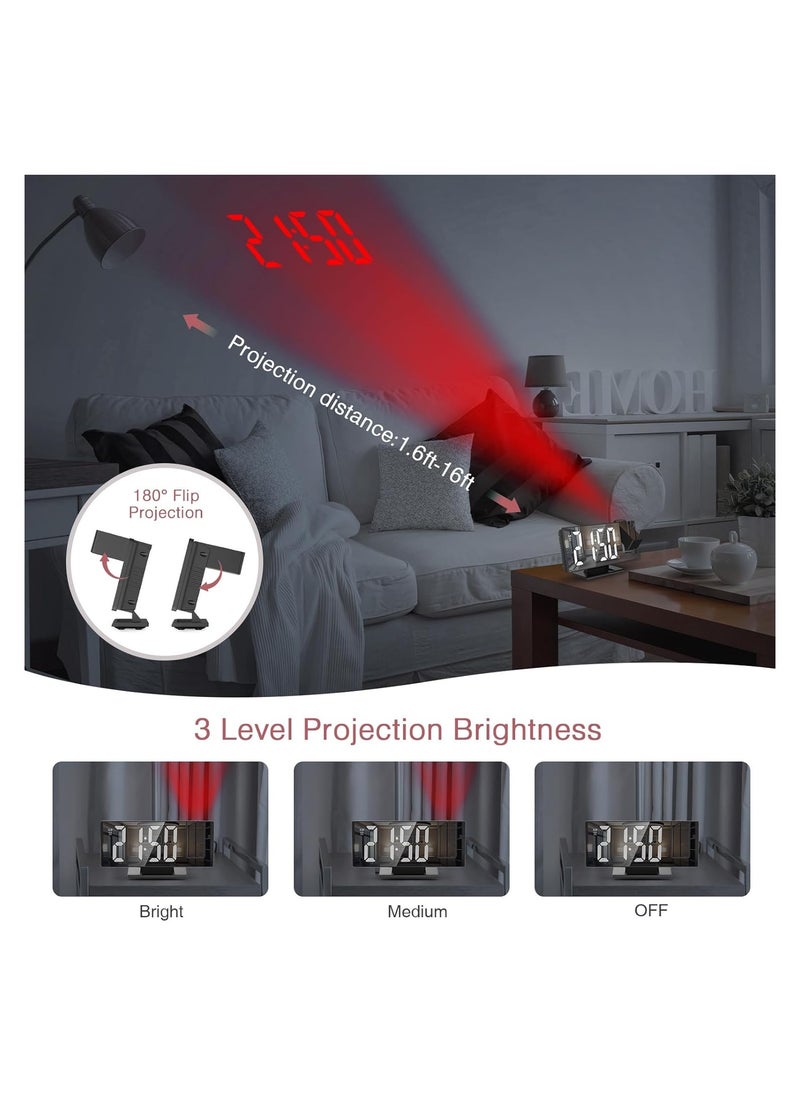 Generic - Projection Alarm Clock, Projection Clock for Bedroom Ceiling, 7.8'' LED Alarm Clock with 180° Rotatable Projector, Snooze, Adjustable Brightness, Workday Mode - Image 1