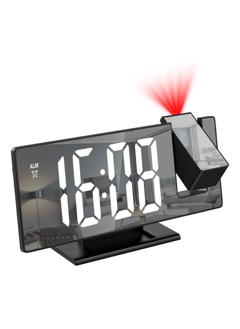 Generic - Projection Alarm Clock, Projection Clock for Bedroom Ceiling, 7.8'' LED Alarm Clock with 180° Rotatable Projector, Snooze, Adjustable Brightness, Workday Mode - Image 1