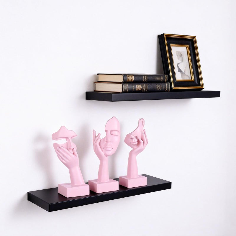 oliruim 3 Pcs Thinker Small Statue Set - Pink Art Abstract Home Accent Figurines for Decor Woman Apartment Bookshelf Floating Shelf Coffee Table Office Desk Bathroom Counter Decor (3 Pcs Pink, 6") - Image 4