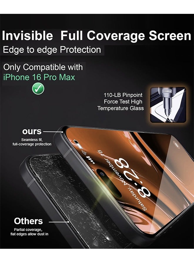 iPhone 16 Pro Max Screen Protector 【Full Coverage】【Easy Installation Frame】【Military-Grade Protection】 HD Clear, Anti-Fingerprint, 9H Tempered Glass Film for iPhone 16 Pro Max 6.9" - Image 4