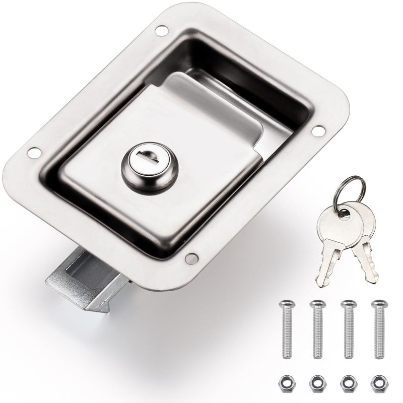 Loclink Stainless Steel Truck Tool Box Lock Paddle Latch Replacement Lock for Truck Box Toolbox Handle Trailer Door Latch RV Camper Electrical Cabinet 47 L x 362 W with 2 Keys