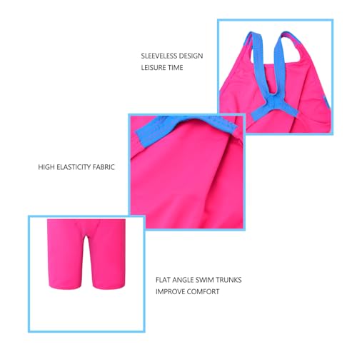 karrack Girls Swimming Suit Sports Conjoined Girls Training Competition Children Swimming Suit Rose Red - Image 3