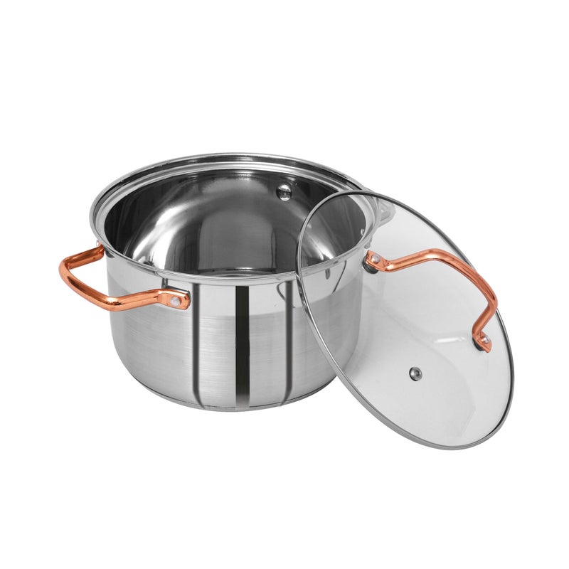 PRISTINE Stainless Steel Tri Ply Induction Base Casserole with Lid, Electroplated Rose Gold Handle, 20cm, Silver - Image 3