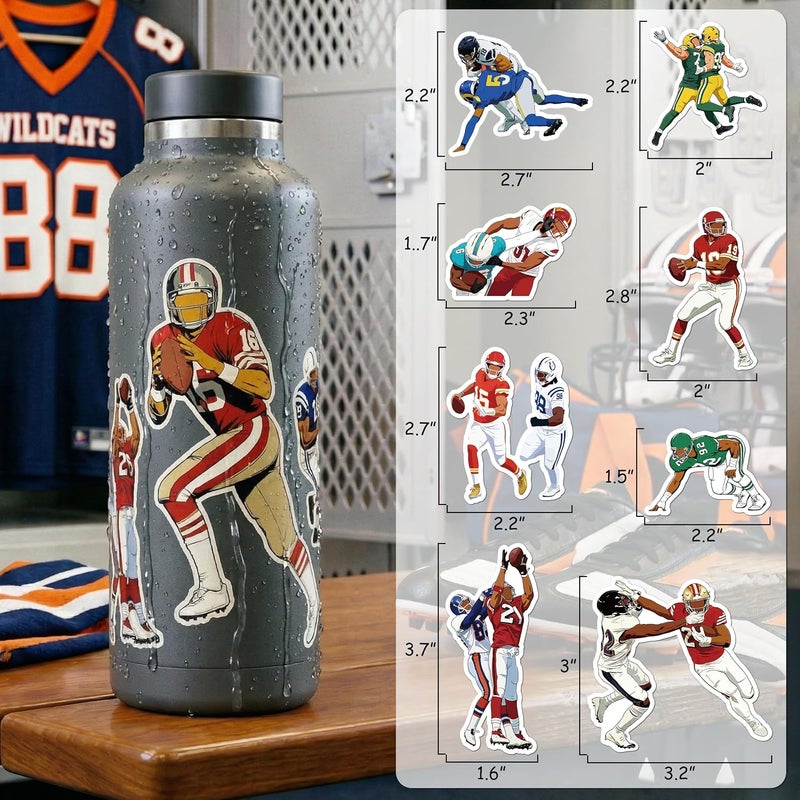 LINAYE 150 PCS Football Stickers Vinyl Waterproof Non-Repeating Adhesive Sport Stickers Decals Bulk for Water Bottles, Laptops Football Party Favors Goodie Bags Stuffers Gifts for Boys Teens Adults - Image 4