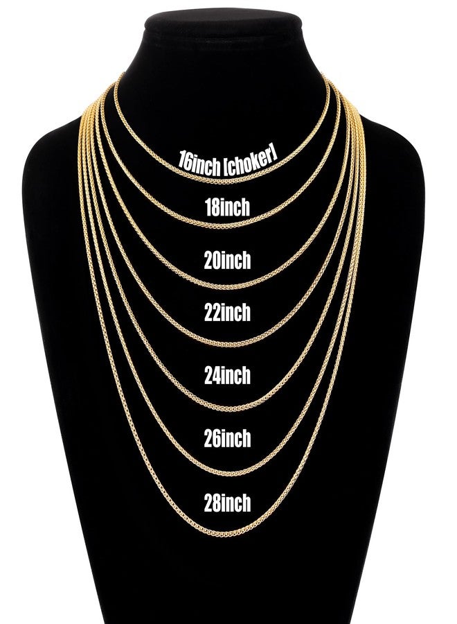 Fiusem قلادة فيوسيم الذهبية بسلسلة قمح للرجال، سلاسل رجالية 2 مم، سلاسل من الفولاذ المقاوم للصدأ للرجال والنساء، سلسلة رجالية بطول 18 بوصة - Image 2