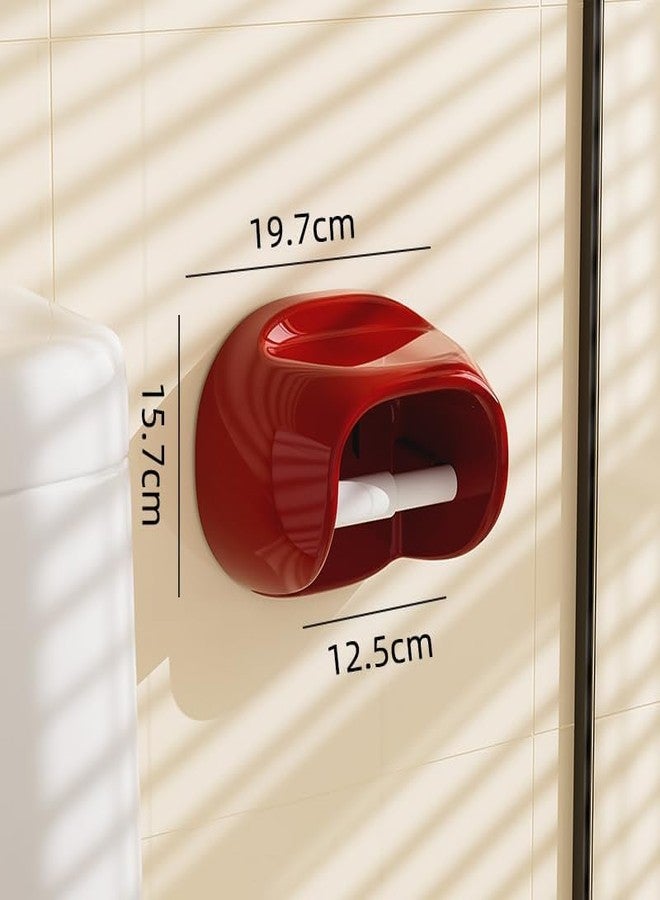 Kienlix Self Adhesive Toilet Paper Holder for Bathroom with Mobile Stand, Wall Mounted Tissue Paper Holder, Toilet Paper Roll Holder for Bathroom, Bathroom Accessories (Crimson Red) - Image 3