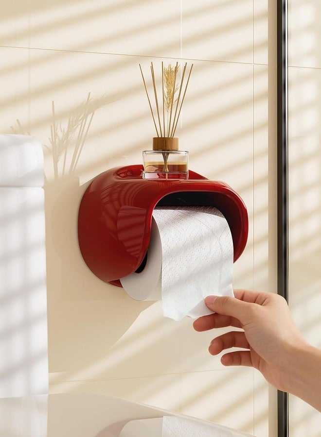 Kienlix Self Adhesive Toilet Paper Holder for Bathroom with Mobile Stand, Wall Mounted Tissue Paper Holder, Toilet Paper Roll Holder for Bathroom, Bathroom Accessories (Crimson Red) - Image 5