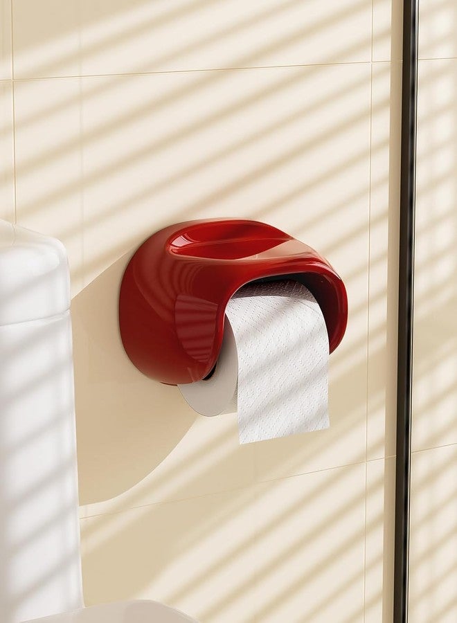 Kienlix Self Adhesive Toilet Paper Holder for Bathroom with Mobile Stand, Wall Mounted Tissue Paper Holder, Toilet Paper Roll Holder for Bathroom, Bathroom Accessories (Crimson Red) - Image 4
