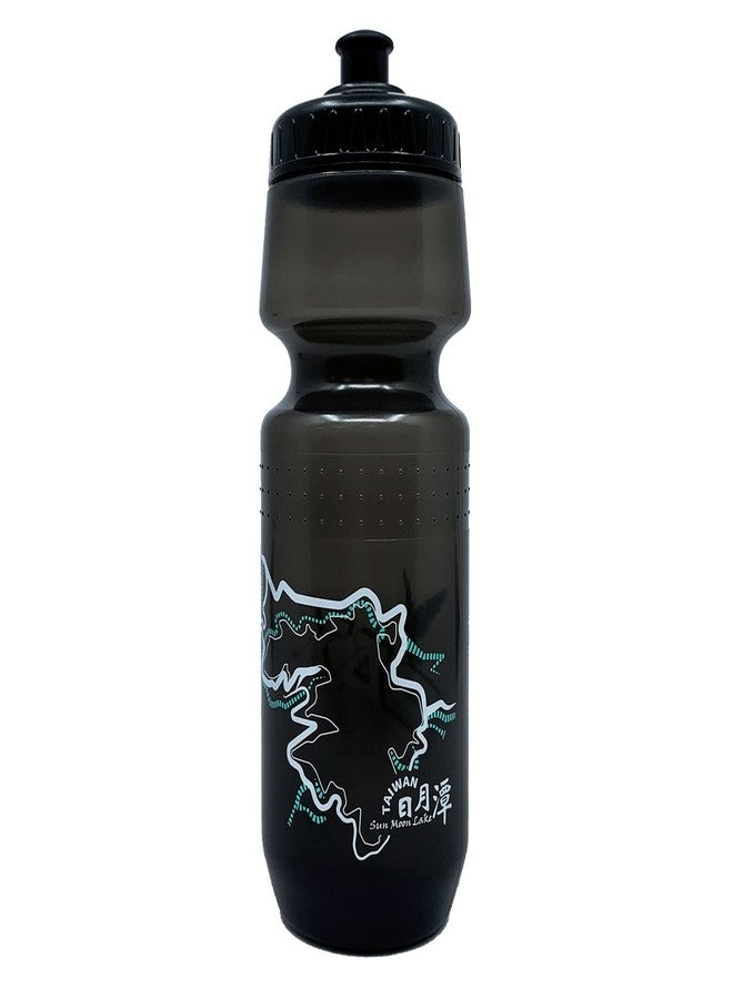 PAX 24oz Sports Water Bottle, Squeeze To Squirt Water Bottle, Biking Cycling Bottles Fit in Bike Cages, BPA Free, Great for Adults & Youngsters, Black bottle With White & Green Bicycle Route Map - Image 1