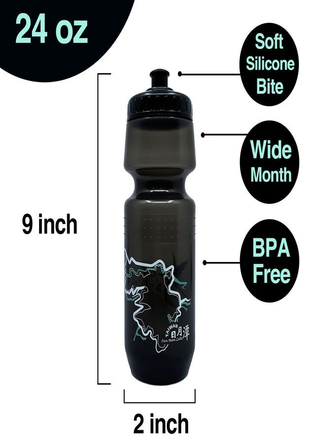 PAX 24oz Sports Water Bottle, Squeeze To Squirt Water Bottle, Biking Cycling Bottles Fit in Bike Cages, BPA Free, Great for Adults & Youngsters, Black bottle With White & Green Bicycle Route Map - Image 2