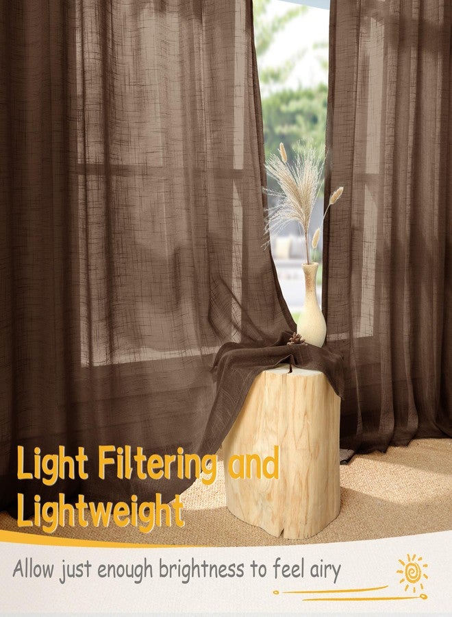 YoungsTex Brown Linen Curtains 84 Inch Length for Living Room - Chocolate Light Filtering Drapes Semi Sheer with Rod Pocket Back Tab for Bedroom, 2 Panels, 52 X 84 Inch - Image 3
