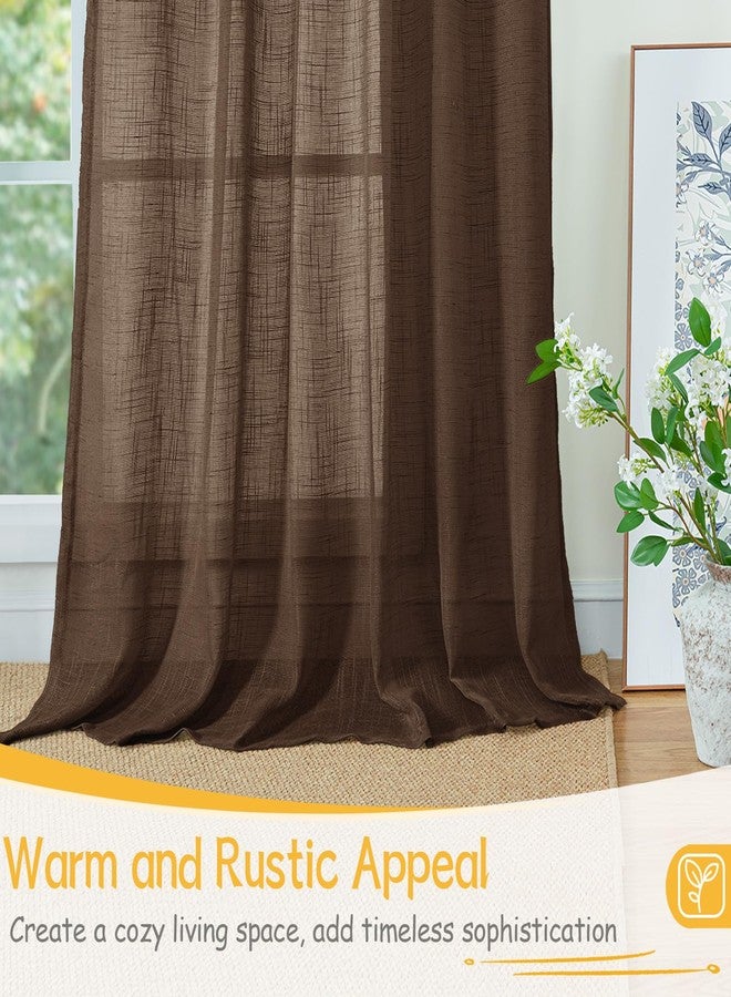 YoungsTex Brown Linen Curtains 84 Inch Length for Living Room - Chocolate Light Filtering Drapes Semi Sheer with Rod Pocket Back Tab for Bedroom, 2 Panels, 52 X 84 Inch - Image 4