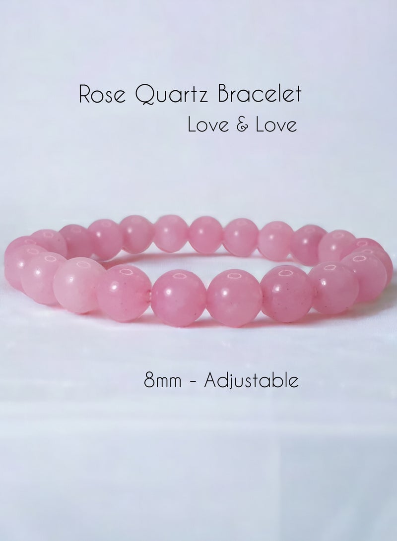 HADIGEMS Natural Rose Quartz Stretch Bracelet - Perfect  Gift for Her - Image 1