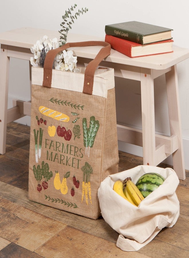 Now Designs Farmers Market Reusable Shopping Tote, Laminated Lining, 13.5x17 x8.5 inch - Image 4