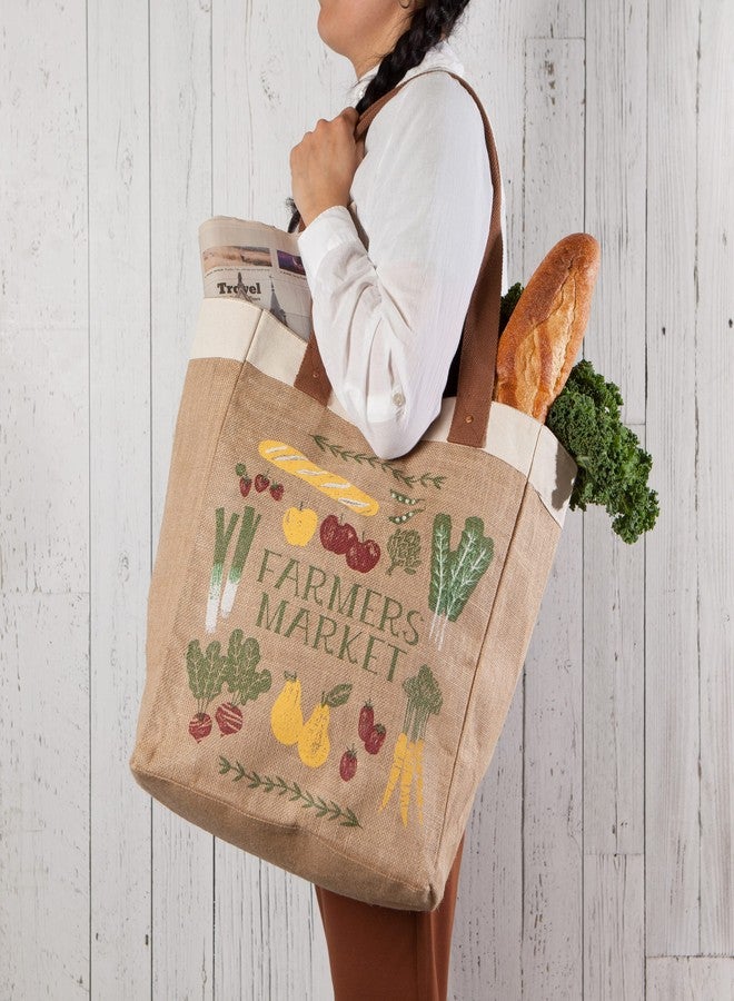 Now Designs Farmers Market Reusable Shopping Tote, Laminated Lining, 13.5x17 x8.5 inch - Image 5