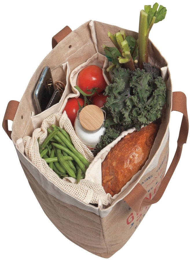 Now Designs Farmers Market Reusable Shopping Tote, Laminated Lining, 13.5x17 x8.5 inch - Image 2