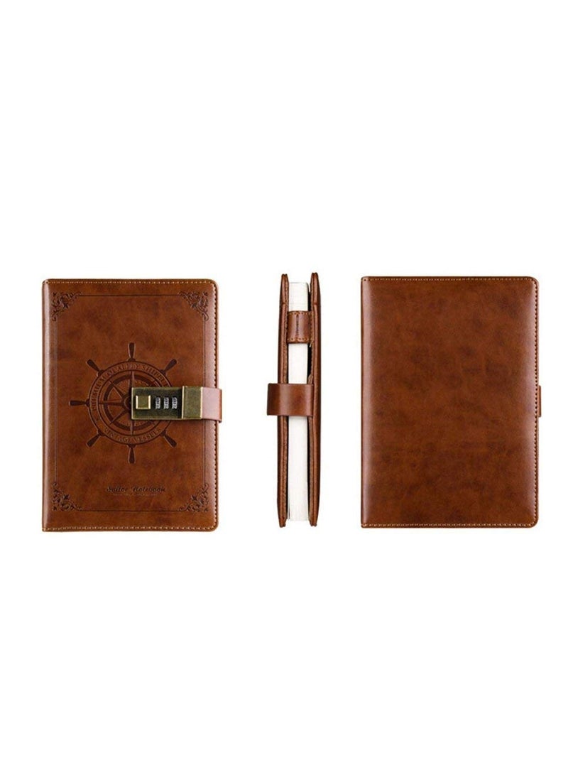 دفتر ملاحظات بكلمة مرور يوميات جلدي مميز للأعمال مع هدية قفل مشفرة من اذر - Image 3