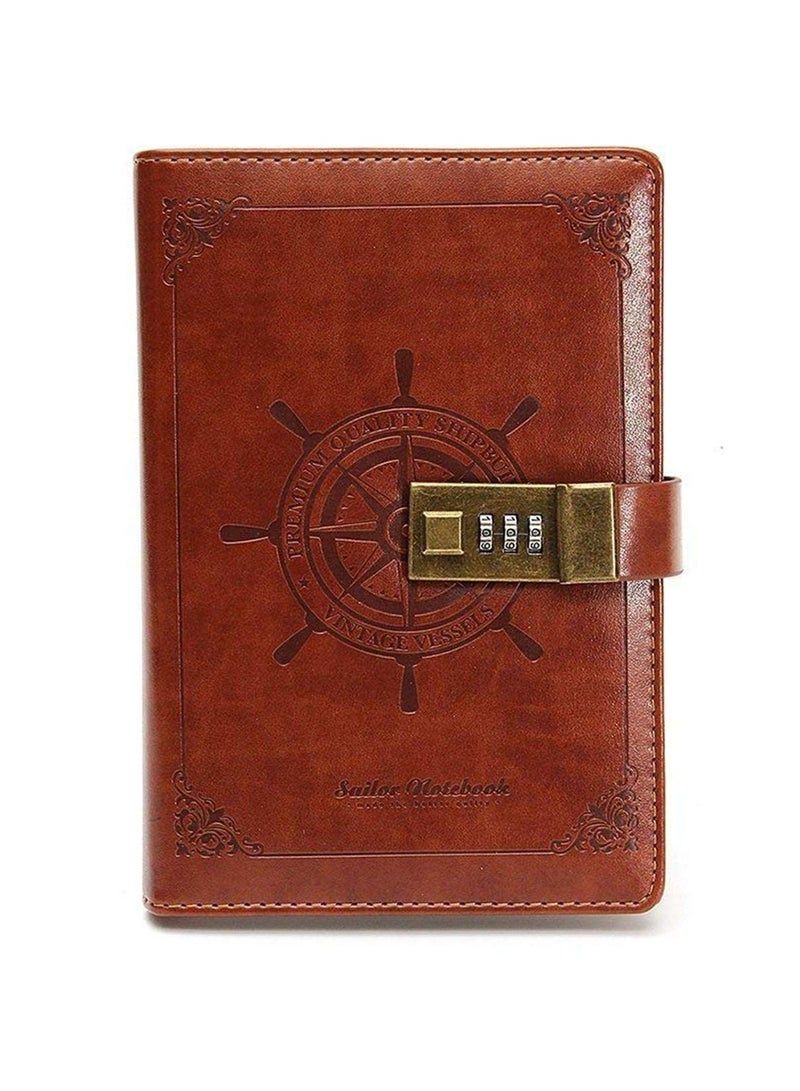 دفتر ملاحظات بكلمة مرور يوميات جلدي مميز للأعمال مع هدية قفل مشفرة من اذر - Image 1