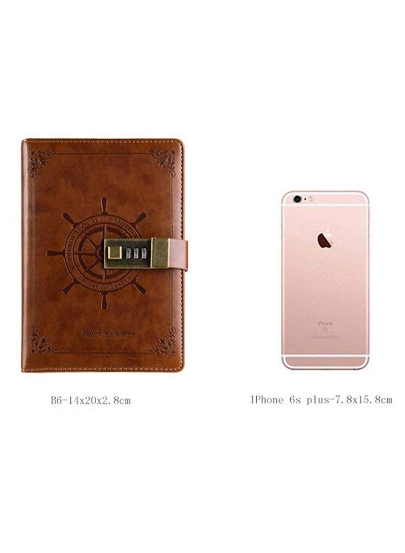 دفتر ملاحظات بكلمة مرور يوميات جلدي مميز للأعمال مع هدية قفل مشفرة من اذر - Image 4