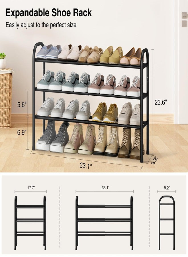 STO STO Expandable Shoe Rack, 3-Tier Metal Small Shoe Rack for Closet, Up to 16 Pairs Adjustable Shoes Racks Storage for Front Door Entrance, Free Standing Shoes Rack Organizer for Entryway, Black - Image 4