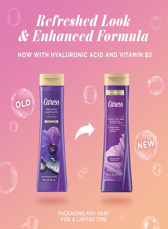 Caress Body Wash for Women, Black Orchid & Patchouli Oil, Relaxing, Fragrant Shower Gel to Relax and Recharge, 20 fl oz, 4 Pack - Image 2