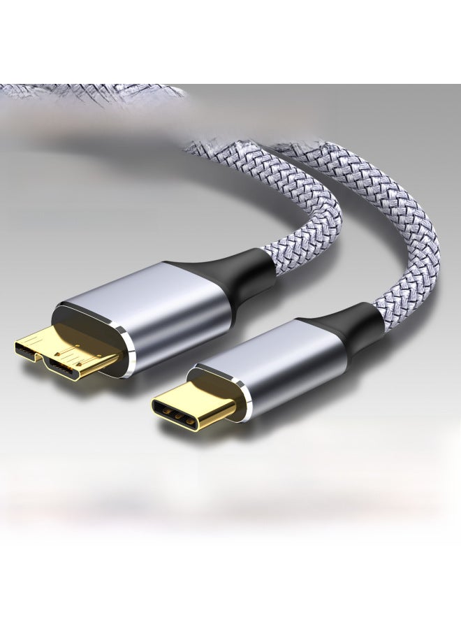 Typec Mobile Hard Disk Data Cable Microusb3.0 Applicable Mobile Phone Connection Western Toshiba Seagate Hard Disk Box-Color:Grey 3.0typec To MK 】-Line Length:2 M - Image 2