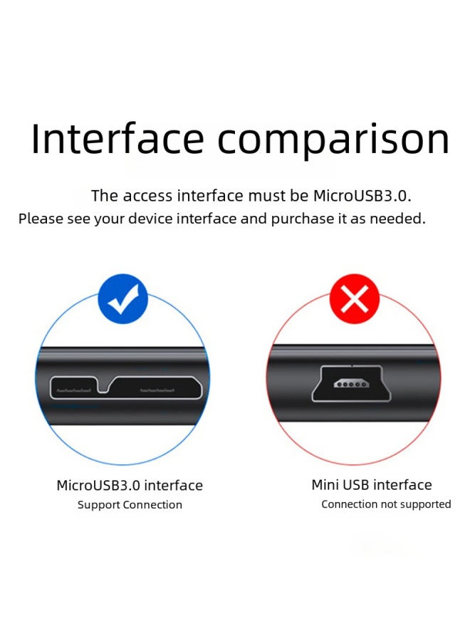 Typec Mobile Hard Disk Data Cable Microusb3.0 Applicable Mobile Phone Connection Western Toshiba Seagate Hard Disk Box-Color:Grey 3.0typec To MK 】-Line Length:2 M - Image 3