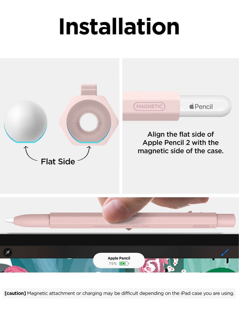 غطاء حافظة قلم Monami لقلم Apple الجيل الثاني، تصميم كلاسيكي، متوافق مع الشحن المغناطيسي والصنبور المزدوج - الفاوانيا