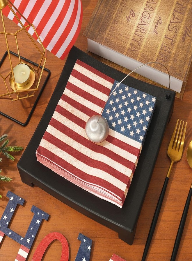 AnyDesign 80 Pcs Patriotic Luncheon Napkins Disposable Vintage American Flag Paper Napkin Decorative Retro 4th of July Dessert Dinner Hand Napkin for Independence Day 250th Anniversary Supplies - Image 3