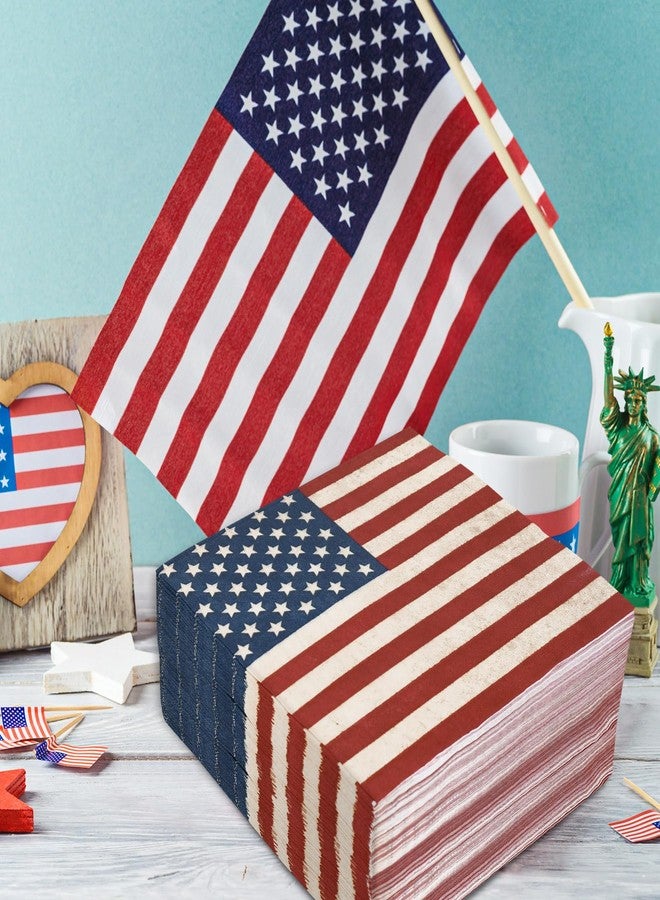 AnyDesign 80 Pcs Patriotic Luncheon Napkins Disposable Vintage American Flag Paper Napkin Decorative Retro 4th of July Dessert Dinner Hand Napkin for Independence Day 250th Anniversary Supplies - Image 5