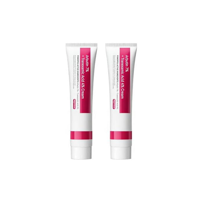 2PCS Arbutin 7% + Tranexamic Acid 4% Cream, Dark Spot Corrector for Face, 70,000ppm & Arbutin 40,000ppm TXA, Moisturizing Cream with Niacinamide and Hyaluronic Acid, 3.52 Oz