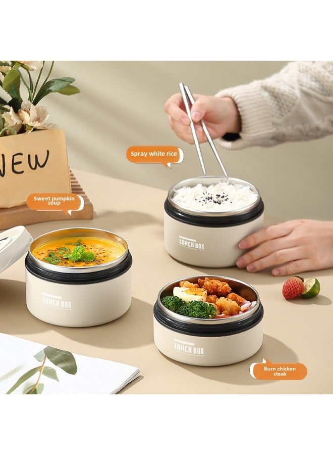 304 Stainless Steel Insulated Lunch Box For Office Workers Lunch Box Soup Rice Bowl For Students Microwave Heating Lunch Box-Specifications:*brown-small Size 420ml