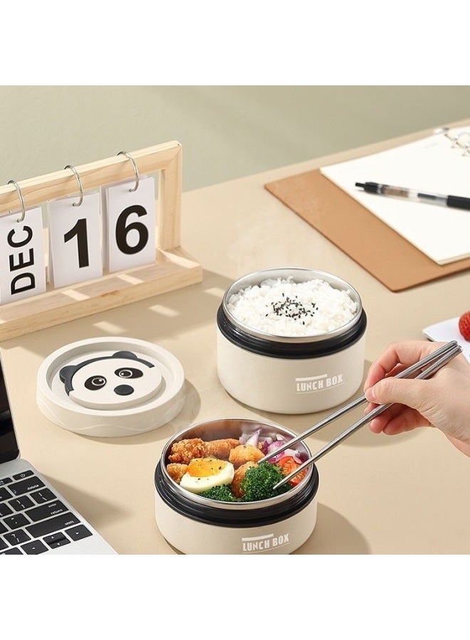 304 Stainless Steel Insulated Lunch Box For Office Workers Lunch Box Soup Rice Bowl For Students Microwave Heating Lunch Box-Specifications:*brown-small Size 420ml