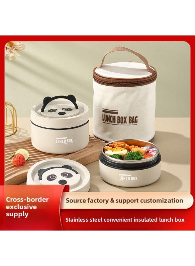 304 Stainless Steel Insulated Lunch Box For Office Workers Lunch Box Soup Rice Bowl For Students Microwave Heating Lunch Box-Specifications:*brown-small Size 420ml