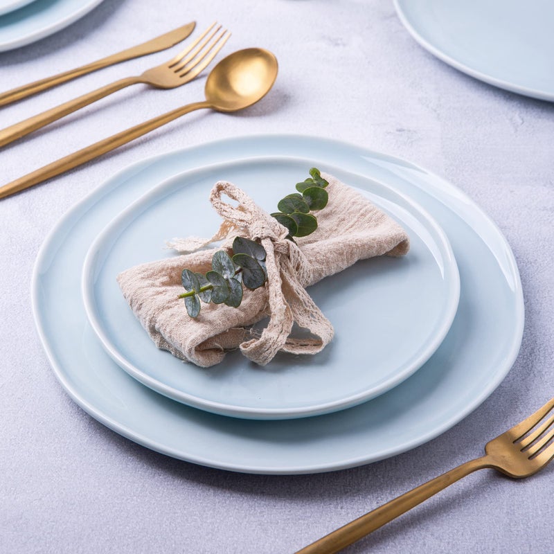 LERATIO Dinner Plates,10.5 inch Ceramic Plates Set of 6,Handmade Porcelain Plates for kitchen with Wavy Edge,Microwave & Dishwasher & Oven Safe,Light weight & Scratch Resistant Dishes Set - Image 5