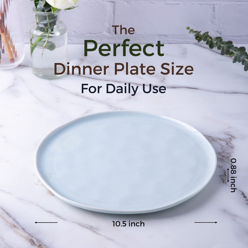LERATIO Dinner Plates,10.5 inch Ceramic Plates Set of 6,Handmade Porcelain Plates for kitchen with Wavy Edge,Microwave & Dishwasher & Oven Safe,Light weight & Scratch Resistant Dishes Set - Image 2
