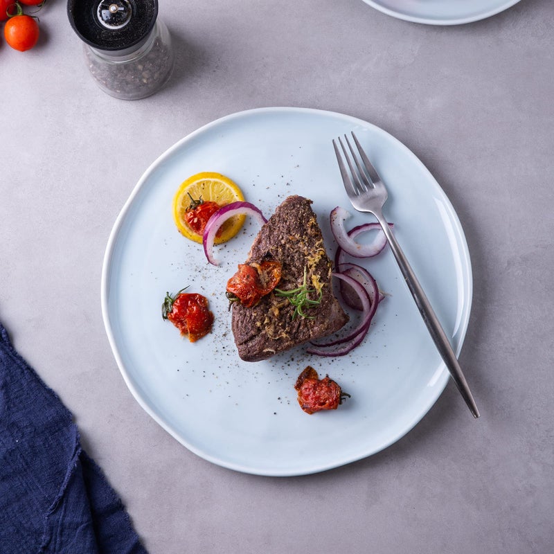 LERATIO Dinner Plates,10.5 inch Ceramic Plates Set of 6,Handmade Porcelain Plates for kitchen with Wavy Edge,Microwave & Dishwasher & Oven Safe,Light weight & Scratch Resistant Dishes Set - Image 4